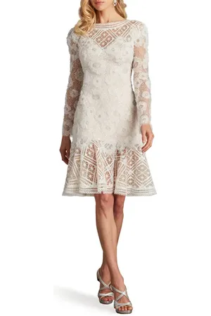 Tadashi Shoji Rhinestone Embroidered Long Sleeve Cocktail Dress in at Nordstrom, Size 12