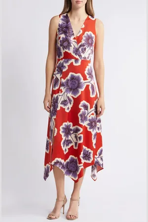 Anne Klein Floral Handkerchief Hem Dress in at Nordstrom, Size 0