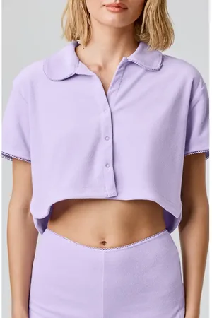 Florence By Mills Terry Cloth Crop Snap-Up Shirt in at Nordstrom, Size Medium
