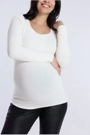 Motherhood Maternity Square Neck Rib Knit Long Sleeve Tee in at Nordstrom, Size X-Large L
