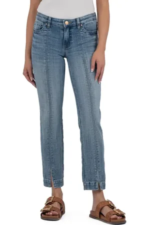 Kut From The Kloth Stevie Seamed Split Hem Low Rise Slim Straight Leg Jeans in at Nordstrom, Size 10
