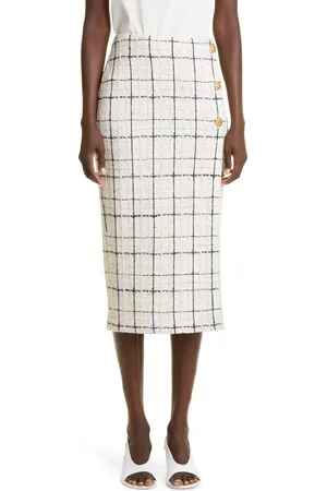 ST. JOHN Check Boucl?? Tweed Knit Wrap Skirt in at Nordstrom, Size 8