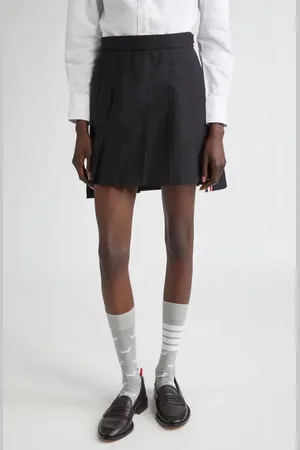 Thom Browne Drop Back Pleated Wool Miniskirt in at Nordstrom, Size 12 Us