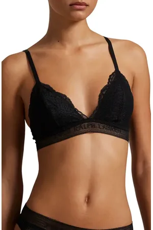 Ralph Lauren Lace & Stretch Cotton Rib Triangle Bralette in at Nordstrom, Size X-Large