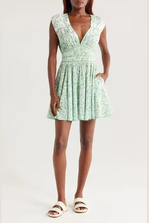 POUPETTE ST BARTH Ciao Print Pleated Cover-Up Minidress in at Nordstrom, Size Large