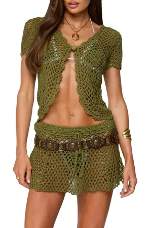 Edikted Mabelle Crochet Crop Cardigan in at Nordstrom, Size Large