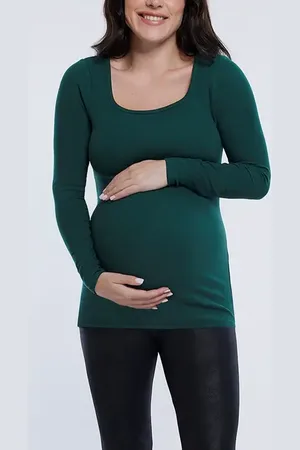 Motherhood Maternity Square Neck Rib Knit Long Sleeve Tee in at Nordstrom, Size Medium L