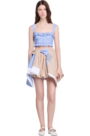 Sandro Striped crop top in Blu /White at Nordstrom, Size Small