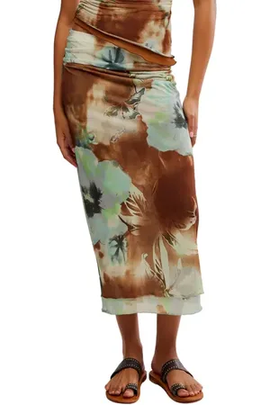 Free People Sunset Print Mesh Maxi Skirt in at Nordstrom, Size Medium