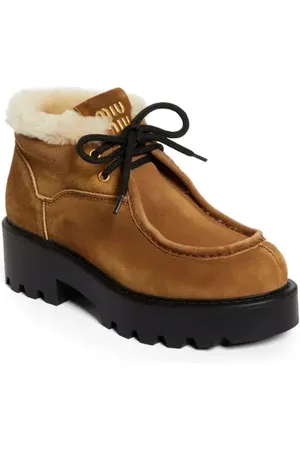 Miu Miu Boyfriend Genuine Shearling Lined Chukka Boot in at Nordstrom, Size 6Us