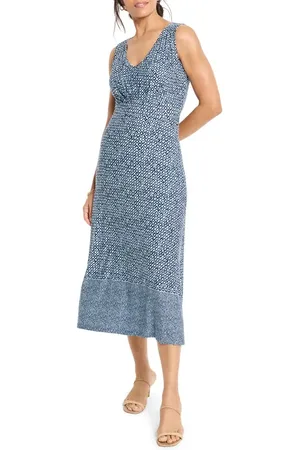 NIC+ZOE Ella Coastal Geo Print Fit & Flare Midi Dress in at Nordstrom, Size Medium