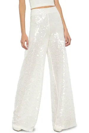 ALICE+OLIVIA Athena Sequin Flare Wide Leg Pants in at Nordstrom, Size 4