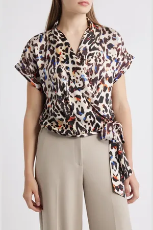 Tahari ASL Side Tie Wrap Top in at Nordstrom, Size X-Small