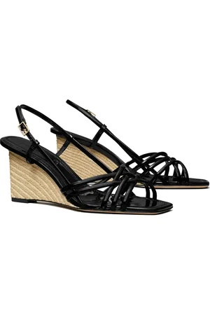 Tory Burch Wedge Espadrille Sandal in Perfect Black /Perfect Black at Nordstrom, Size 9.5