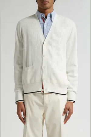 Thom Browne Mixed Stitch Cotton Cardigan in at Nordstrom, Size 4
