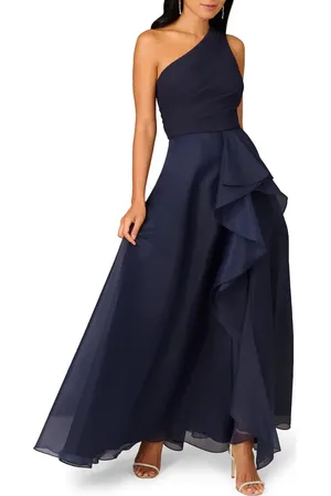 Adrianna Papell Mixed Media One-Shoulder Gown in at Nordstrom, Size 6