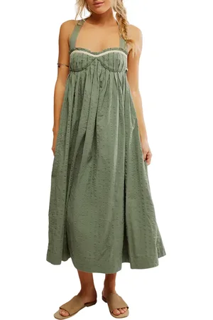 Free People Poppy Cotton Seersucker Midi Dress in at Nordstrom, Size Large