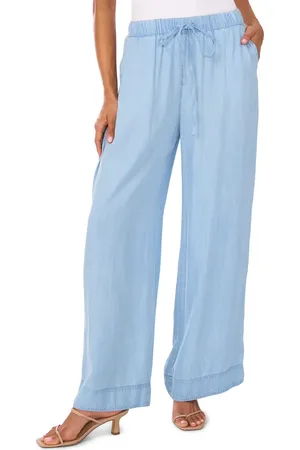 Vince Camuto Wide Leg Chambray Drawstring Pants in at Nordstrom, Size X-Large