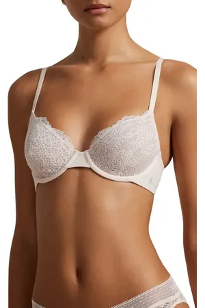 Ralph Lauren Underwire Cotton Blend Lace Demi Bra in at Nordstrom, Size 32Dd