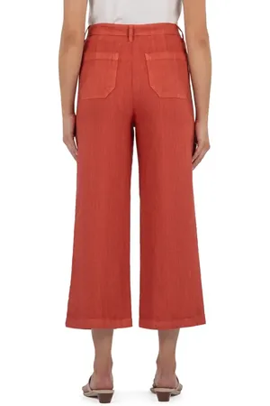 Kut From The Kloth Topaz High Waist Crop Wide Leg Linen Blend Pants in at Nordstrom, Size 00