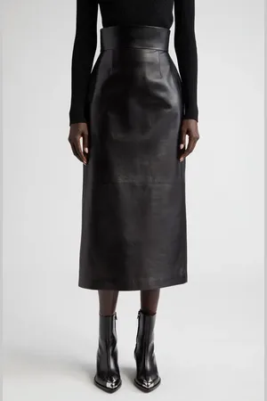 Alexander McQueen Bustier Leather Midi Skirt in at Nordstrom, Size 4 Us