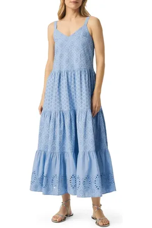 Splendid Wynona Eyelet Cotton Midi Dress in at Nordstrom, Size Small