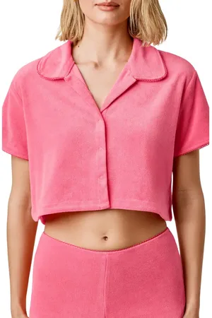 Florence By Mills Terry Cloth Crop Snap-Up Shirt in at Nordstrom, Size X-Small