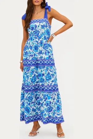 Beach Riot Charlotte Floral Tie Strap Cover-Up Maxi Dress in at Nordstrom, Size Medium