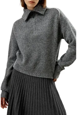 Lilysilk Cashmere Half Zip-Up Ribbed Sweater in at Nordstrom, Size Small