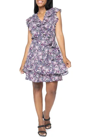 GIBSONLOOK Ruffles for Days Floral Wrap Minidress in at Nordstrom, Size Xx-Small