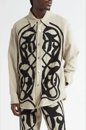 SONG FOR THE MUTE Arabesque Linen Shirt Jacket in at Nordstrom, Size 36 Us