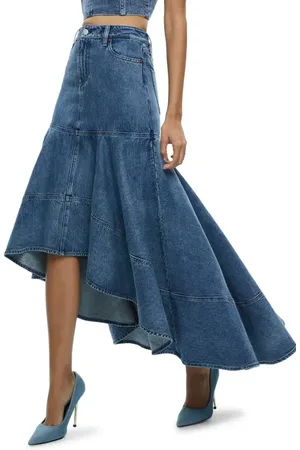 ALICE+OLIVIA Donella High/Low Denim Skirt in at Nordstrom, Size 24