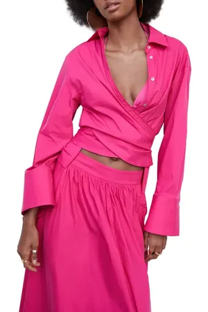 MANGO Tie Back Wrap Shirt in at Nordstrom, Size 4