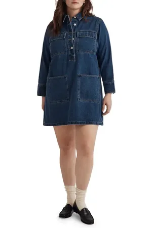 Madewell Denim Popover Mini Shirtdress in at Nordstrom, Size 2X