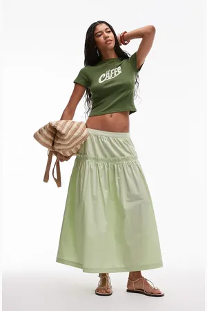 Topshop Ruffle Seam Poplin Maxi Skirt in at Nordstrom, Size 2 Us