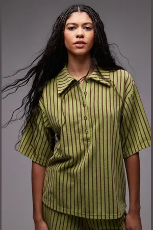Topshop Stripe Boxy Terry Polo in at Nordstrom, Size Medium