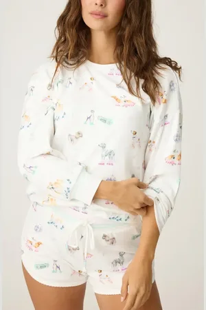 P.J.Salvage Roll with It Peachy Jersey Pajama Top in at Nordstrom, Size X-Small