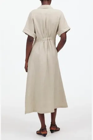 Madewell Pleated Button Front Linen Midi Shirtdress in at Nordstrom, Size X-Large