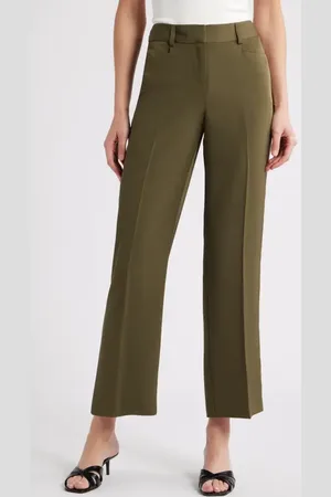 Tahari ASL Brushed Woven Straight Leg Pants in at Nordstrom, Size 2P