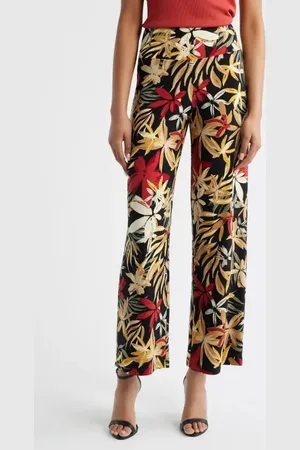 Anne Klein Floral High Waist Pull-On Wide Leg Pants in at Nordstrom, Size X-Small