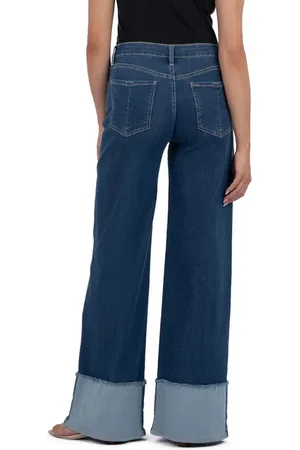 Kut From The Kloth Margo Cuffed Pintuck Wide Leg Jeans in at Nordstrom, Size 8