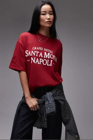 Topshop Santa Mona Napoli Oversize Graphic T-Shirt in at Nordstrom, Size X-Small