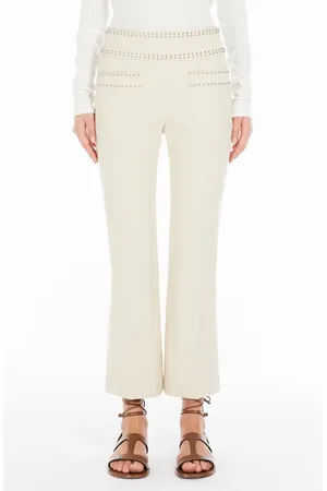 Max Mara Studded Stretch Cotton Ankle Pants in at Nordstrom, Size 2