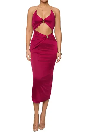 JLUXLABEL Cutout Chain Halter Midi Dress in at Nordstrom, Size X-Large