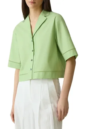 THEORY Boxy Woven Crop Shirt in at Nordstrom, Size Medium