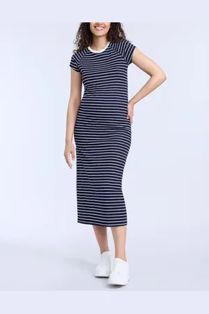 Motherhood Maternity Rib Knit Short Sleeve Raglan Midi Dress in at Nordstrom, Size Medium