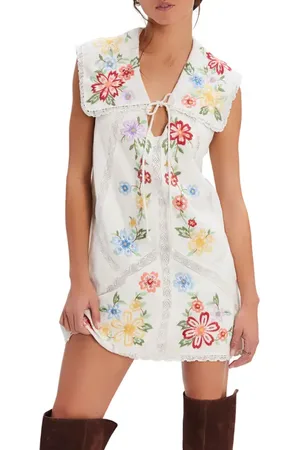 Free People Willow Embroidered Lace Minidress in at Nordstrom, Size X-Small