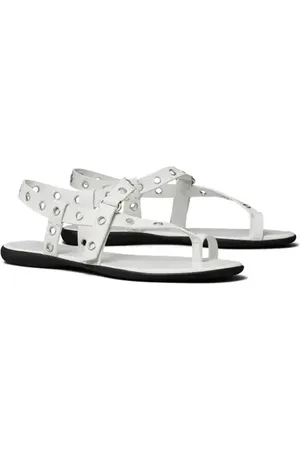 Tory Burch Eyelet Toe Ring Sandal in Cloud /Silver at Nordstrom, Size 5.5