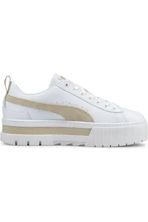 PUMA Mayze Platform Sneaker in White-Peyote at Nordstrom, Size 9