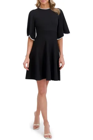 Ted Baker Braided Trim Fit & Flare Sweater Dress in at Nordstrom, Size Large